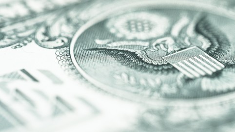 close up of eagle image on a dollar bill