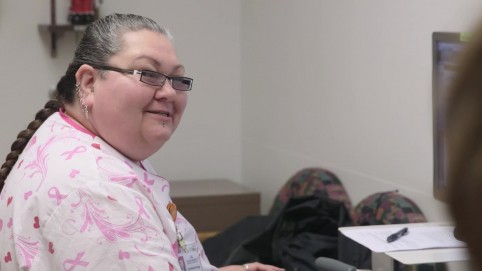 Health care worker at her computer